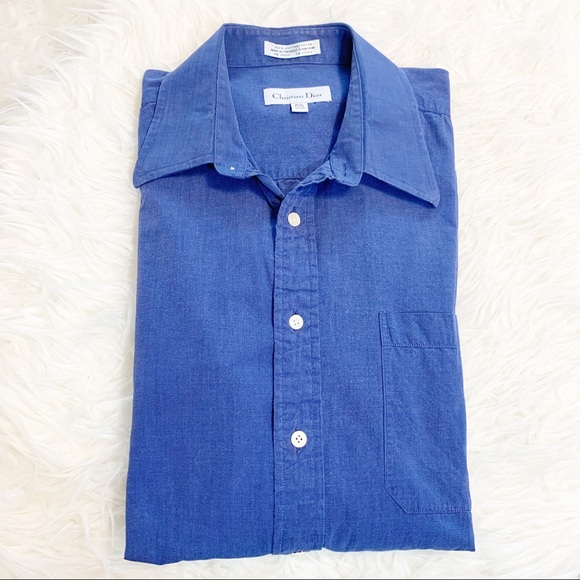 Dior Other - Christian Dior Blue Button Front Shirt 15.5 32/33